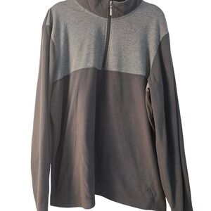 Tommy Bahama Mens XXL Quarter Zip Fleece Pullover Gray Colorblock Mock Neck